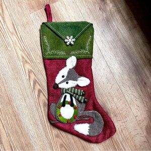 Red shimmery cat Christmas stocking